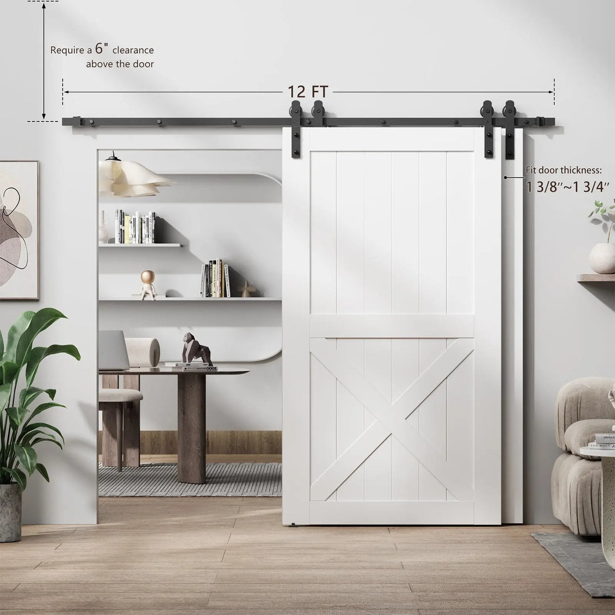 Bypass Sliding Barn Door Hardware Kit Basic I Pulley (No Door) by HAUSVITA