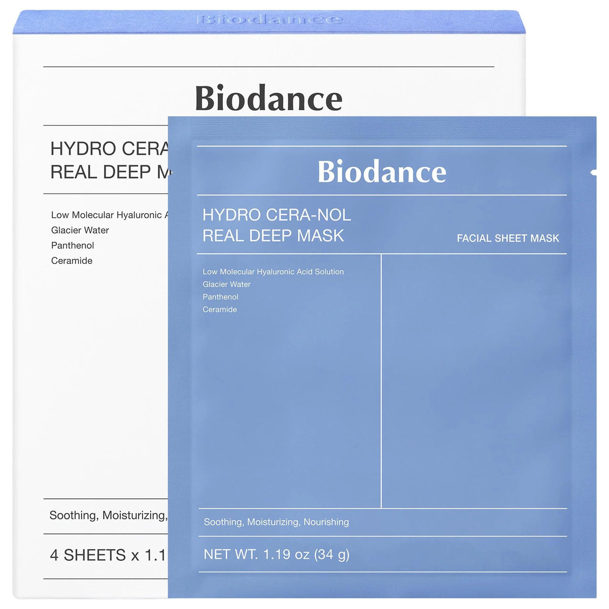 Hydro Cera-nol Real Deep Mask - 4 Pack for Dryness Relief & Redness Soothing by Hydro Cera-nol by Beauty Care Bag