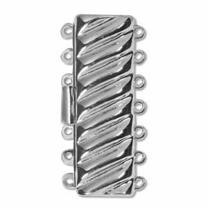 Elegant Elements 24K Gold & Silver Plated Brass Rectangle Multi-Strand Clasp 7 Loop 18x40mm by Continental Bead Suppliers