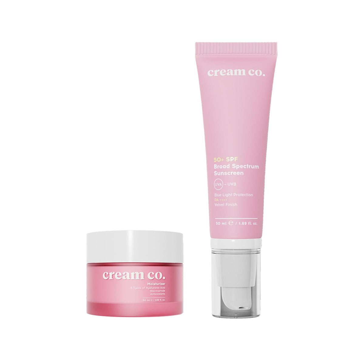 Cream Co. Moisturizing Glowing Finish 50+ SPF Protective Duo - Hydrating Skincare with Sun Protection by Beauty Care Bag