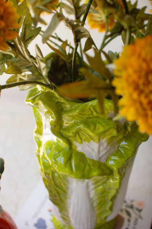 Green Ceramic Lettuce Vase by Rust & Cinder