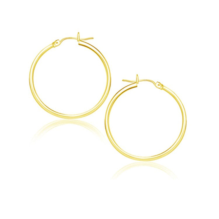 14k yellow gold 2 x 25mm polished hoop earrings by Avera Group