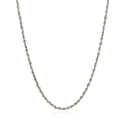 RCJ 2.0mm solid 14k white gold diamond-cut rope chain by Avera Group, view 2