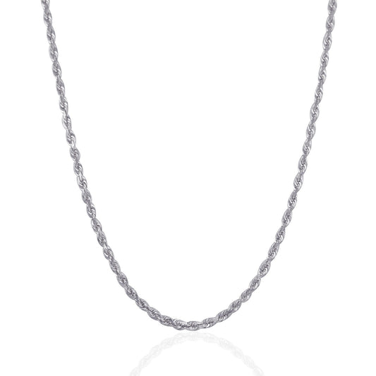 3.0mm solid diamond-cut rope chain in 14k white gold by Avera Group, view 2