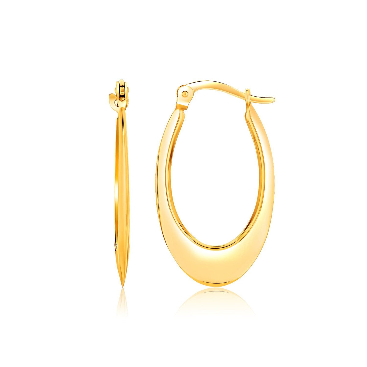 14k yellow gold 28.7mm puffed graduated open oval hoop earrings by Avera Group