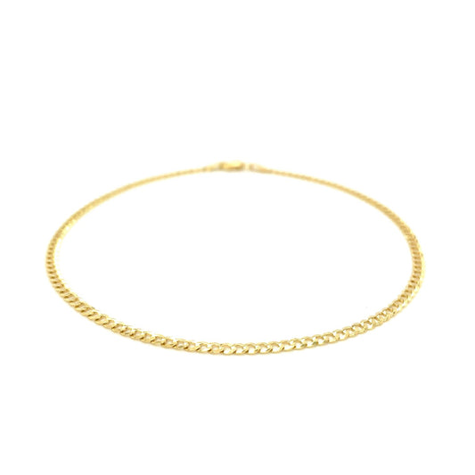 14k yellow gold 2.5mm curb link anklet with lobster clasp by Avera Group, view 2