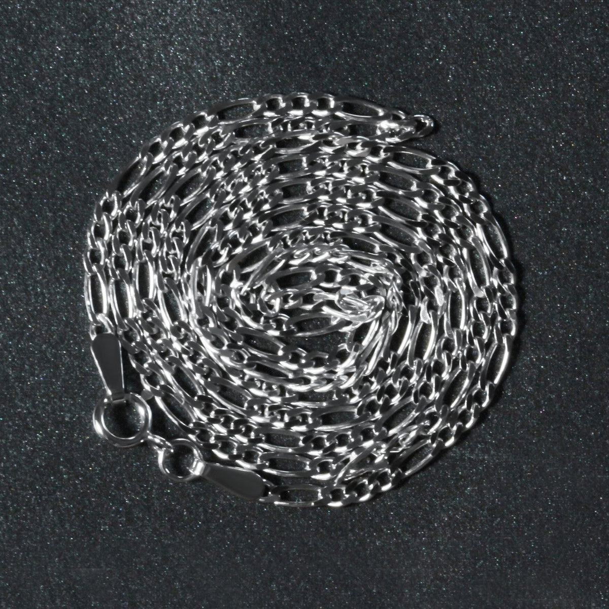14k white gold solid Figaro chain 1.9mm by Avera Group, view 6