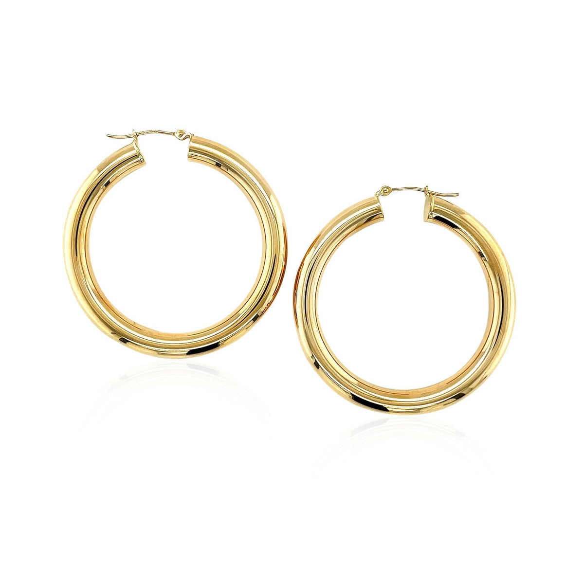 14k yellow gold 5 x 40mm polished hoop earrings, Avera Group, view 2