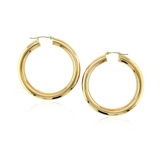 14k yellow gold 5 x 40mm polished hoop earrings, Avera Group, view 2