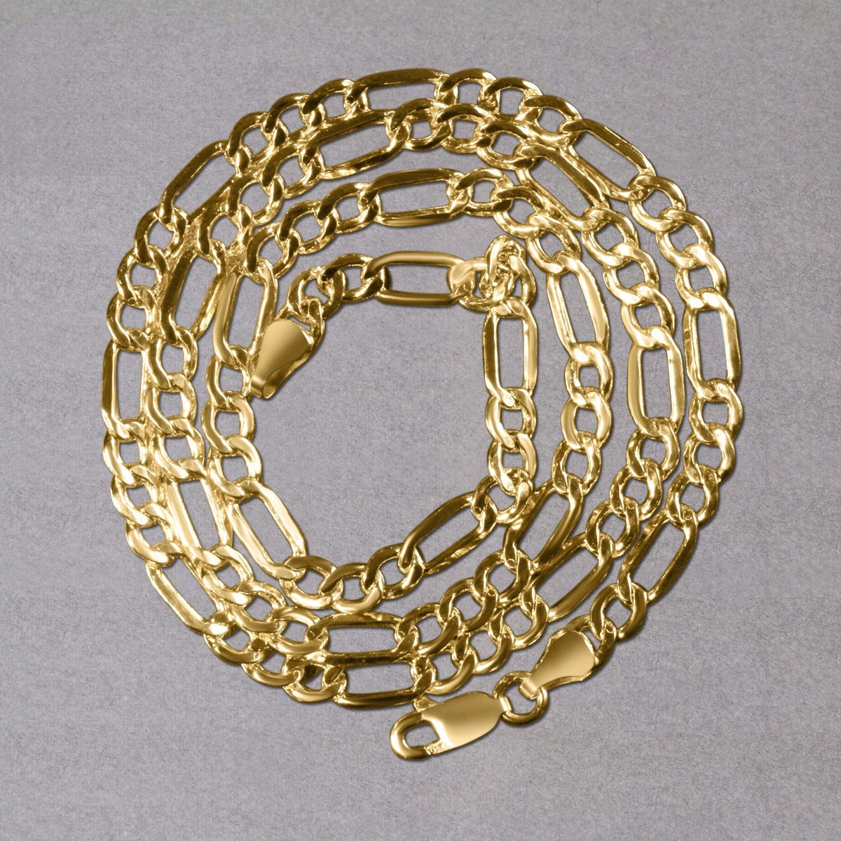 14k yellow gold lite Figaro chain, 4.7mm by Avera Group, view 6