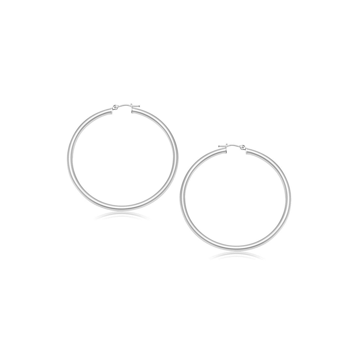 14k white gold polished hoop earrings, Avera Group