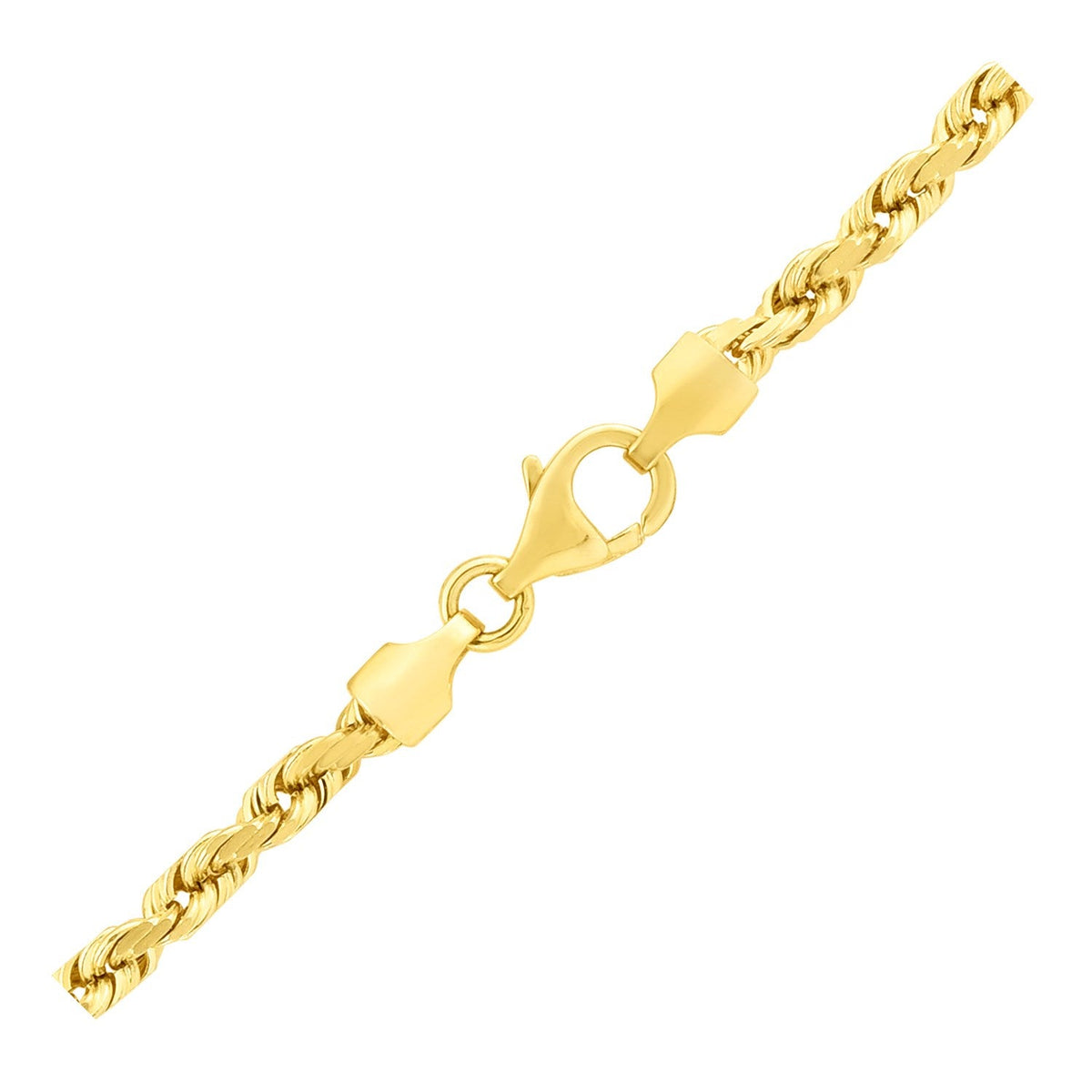 4.0mm 14k Yellow Gold Solid Diamond Cut Rope Bracelet by Avera Group
