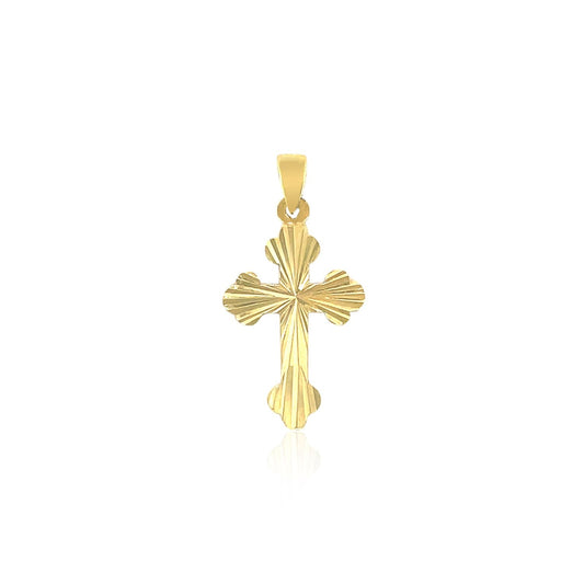 14k tri-color gold cross pendant with flower edge design, 1 inch, Avera Group, view 2