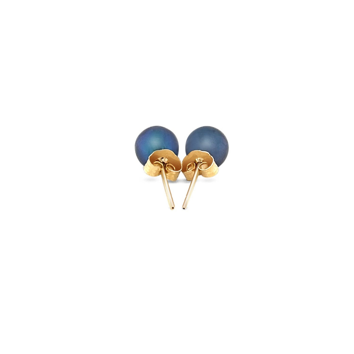 14k yellow gold black freshwater cultured pearl stud earrings, 6mm, Avera Group, view 3