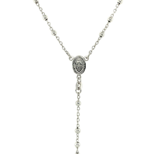 Fine Rosary Chain and Bead Necklace in Sterling Silver by Avera Group