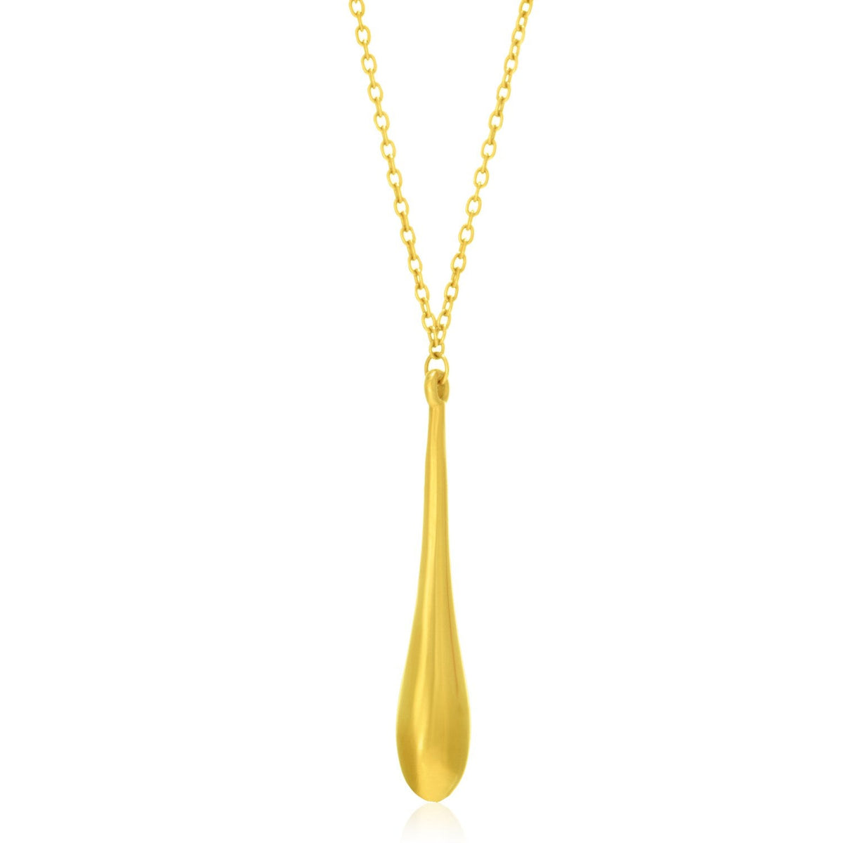 14k yellow gold long teardrop pendant on an 18 inch cable chain by Avera Group