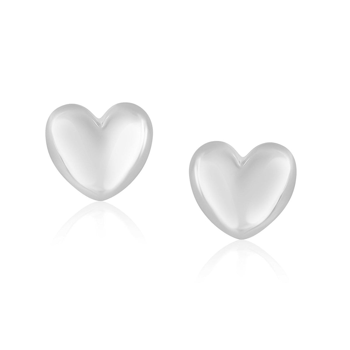 14k white gold puffed heart earrings, 8mm, Avera Group