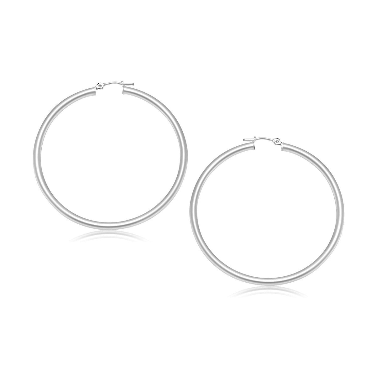 Avera Group 10K white gold polished hoop earrings, 3 x 30mm