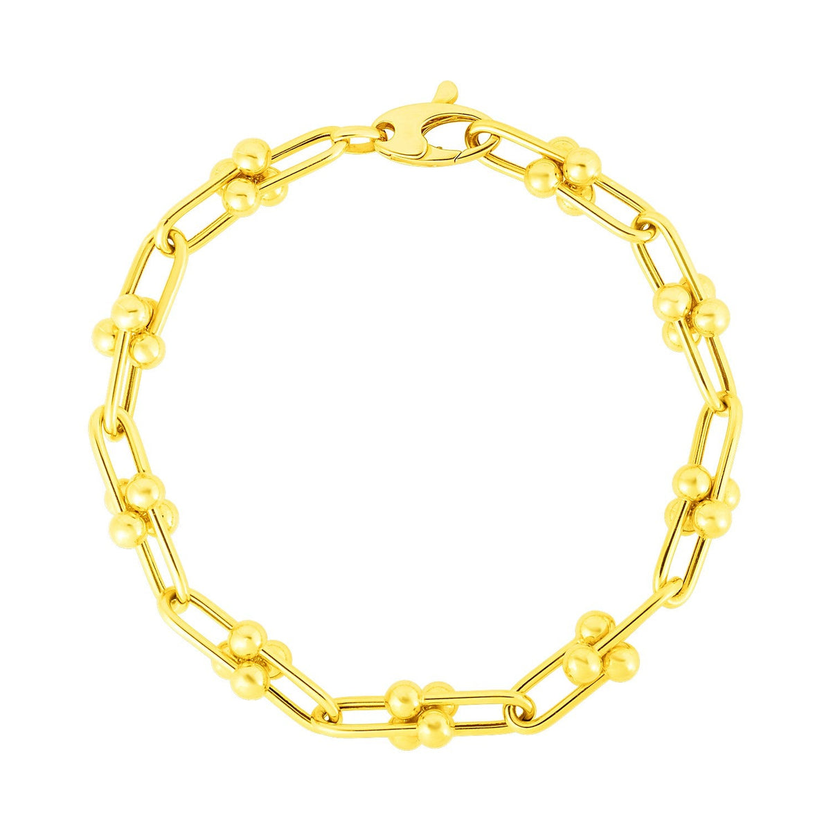 14k yellow gold 7 1/2 inch jax chain bracelet, 5mm, by Avera Group, view 2