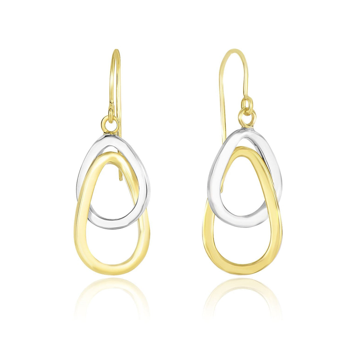 14k two-tone gold entwined teardrop drop earrings, 31.75mm, by Avera Group