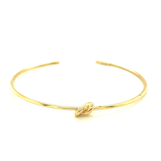 14k yellow gold polished cuff bangle with knot, Avera Group, view 2