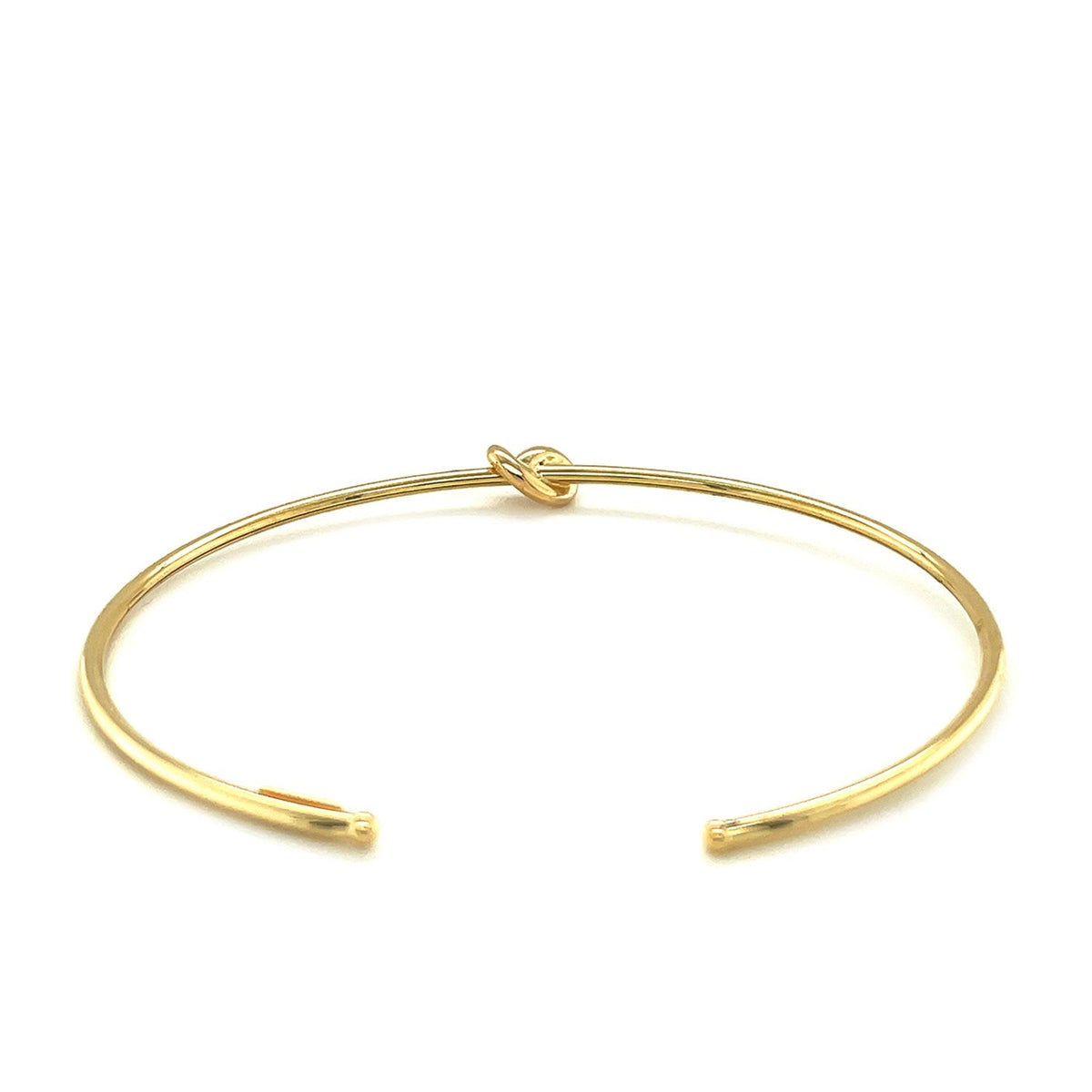 14k yellow gold polished cuff bangle with knot, Avera Group, view 3