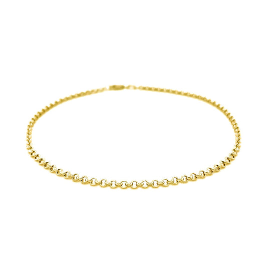 10k yellow gold 2.3mm rolo anklet with lobster clasp by Avera Group, view 2