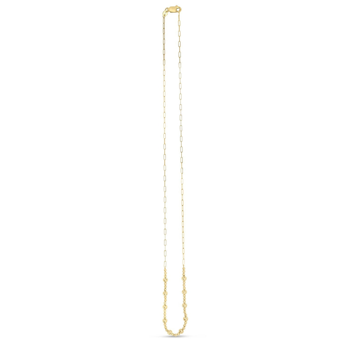 14k yellow gold bead paperclip necklace, Avera Group, view 2