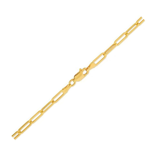 14k yellow gold lite paperclip anklet, 3.2mm by Avera Group, view 2