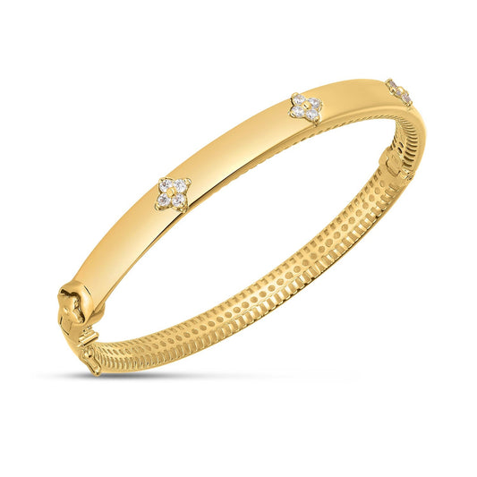 14k yellow gold trilogy diamond bangle, Avera Group, view 2