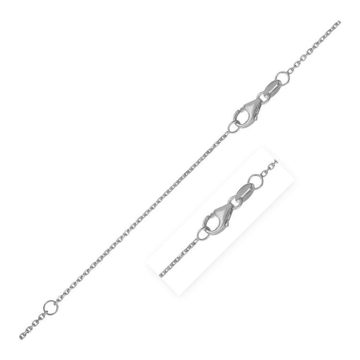 Double Extendable Diamond Cut Cable Chain in White Gold (0.87 mm) by Avera Group
