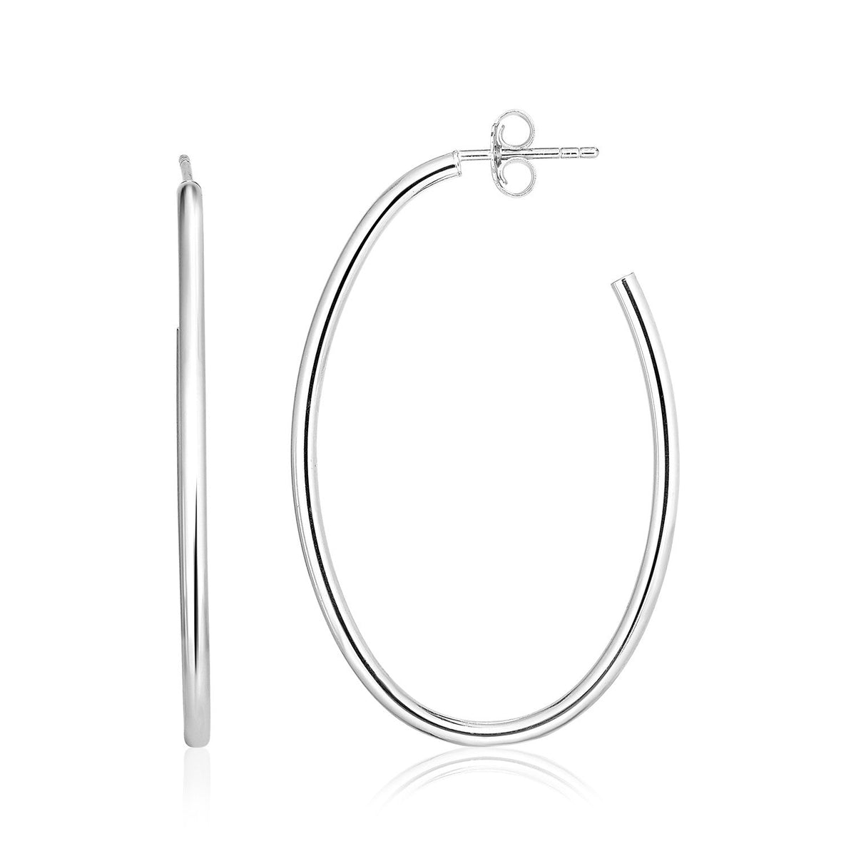 Sterling Silver Polished Oval Hoop Earrings by Avera Group
