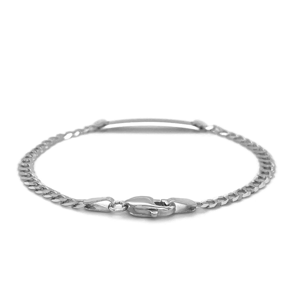 14k white gold children's curb link ID bracelet, Avera Group, view 3