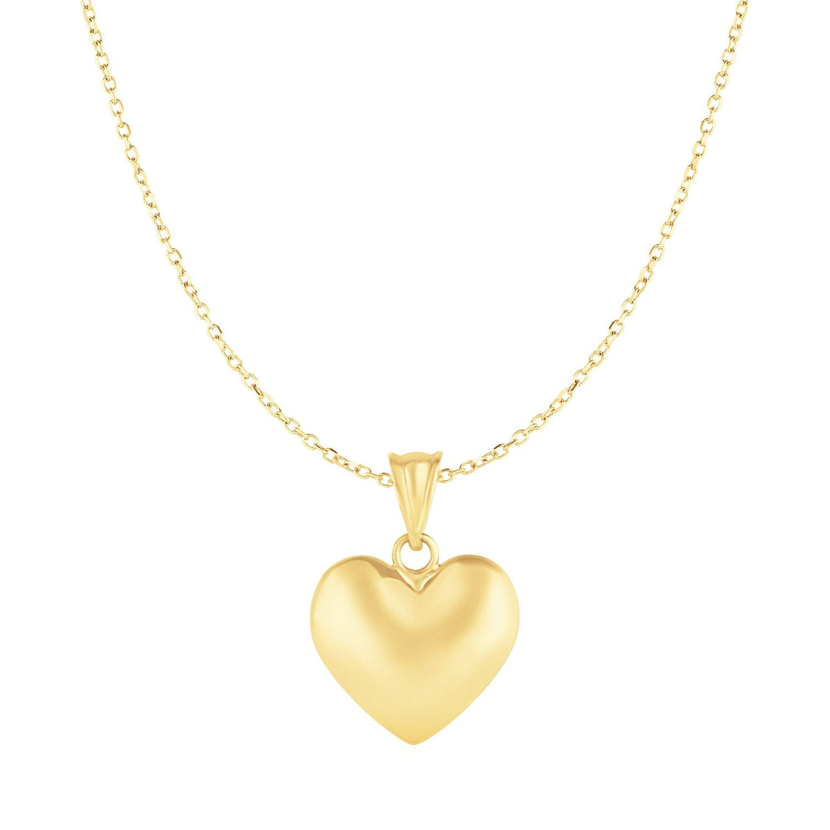 Puffed Heart Pendant in 10k Yellow Gold by Avera Group