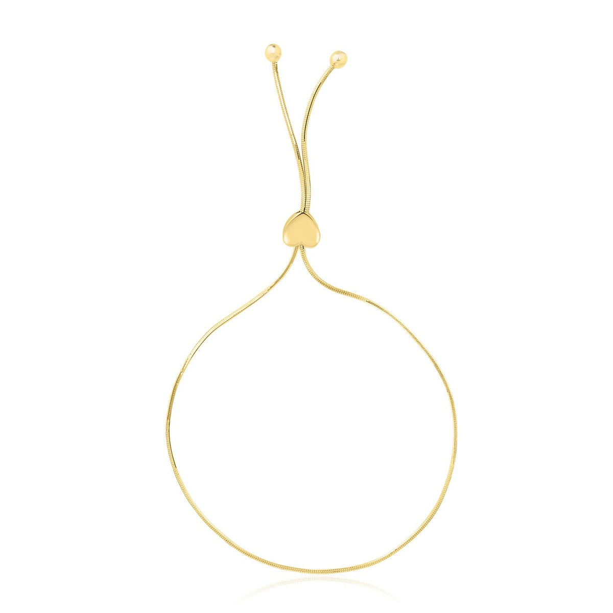 14k yellow gold adjustable lariat heart motif bracelet by Avera Group