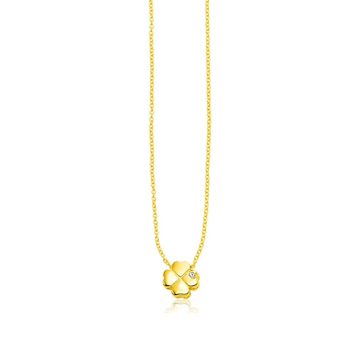 14k yellow gold polished four leaf clover necklace by Avera Group
