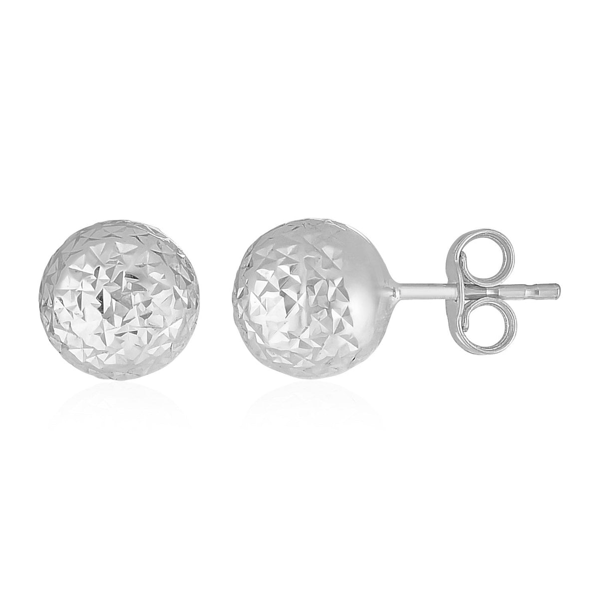 14k white gold crystal-cut ball earrings, Avera Group