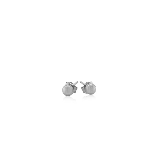 14k white gold round globe stud earrings, 4mm, Avera Group, view 2
