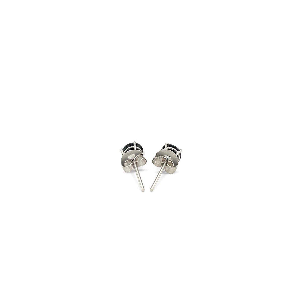 14k white gold four-prong stud earrings with 4mm black cubic zirconia by Avera Group, view 3