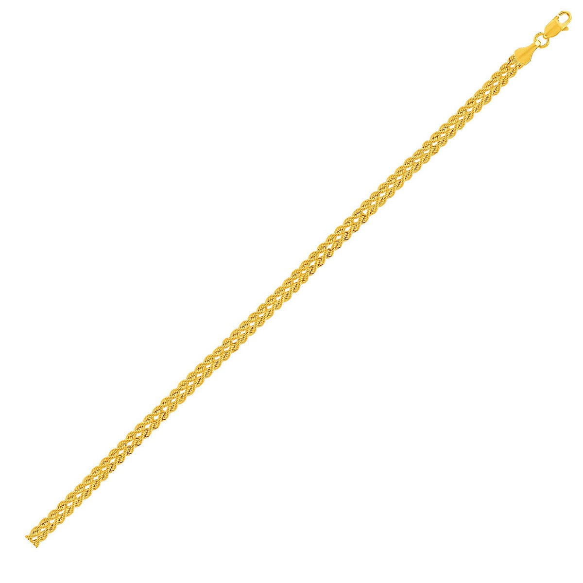 Double Rope Chain Bracelet in 10k Yellow Gold by Avera Group