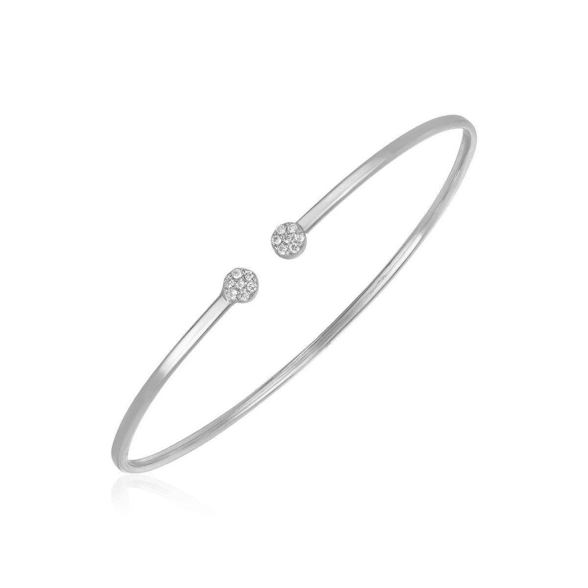 14k white gold diamond cluster bangle, 2mm, 0.13 ct, Avera Group
