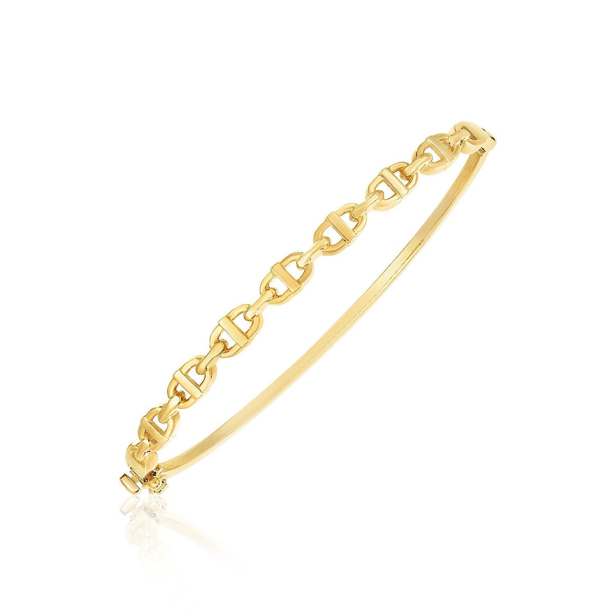 14k yellow gold high polish puffed mariner link bangle, 4.6mm by Avera Group