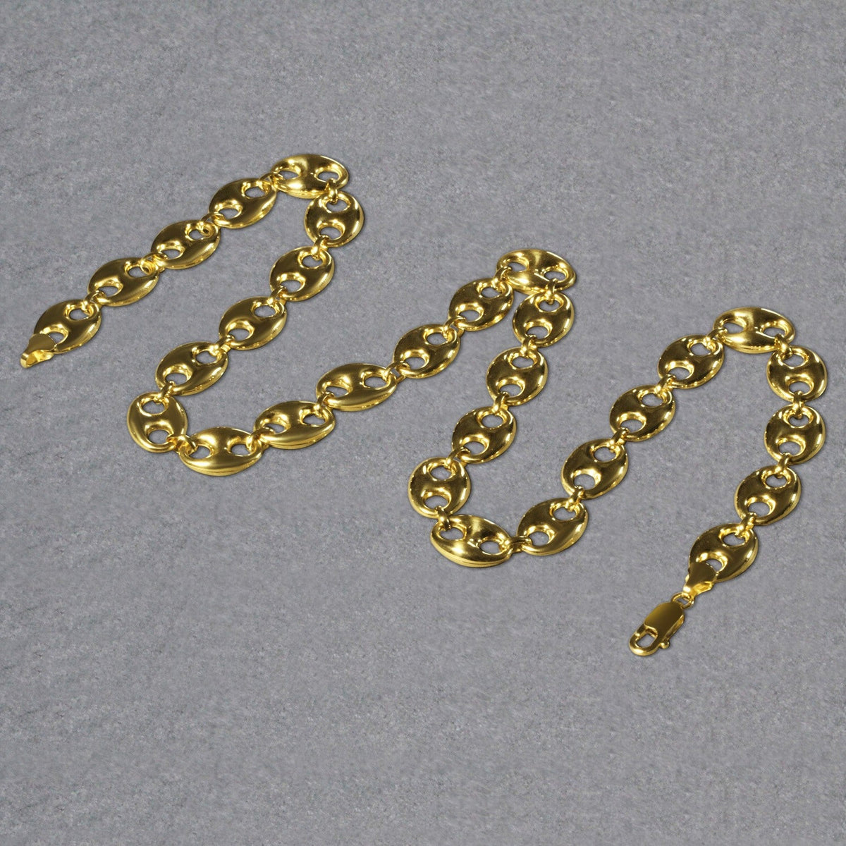 14k yellow gold 11mm puffed mariner link chain, Avera Group, view 6