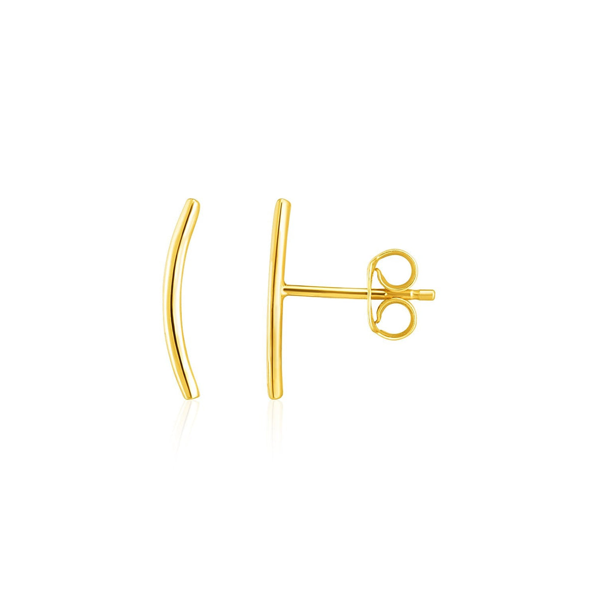 14k yellow gold curved bar ear climber earrings, Avera Group