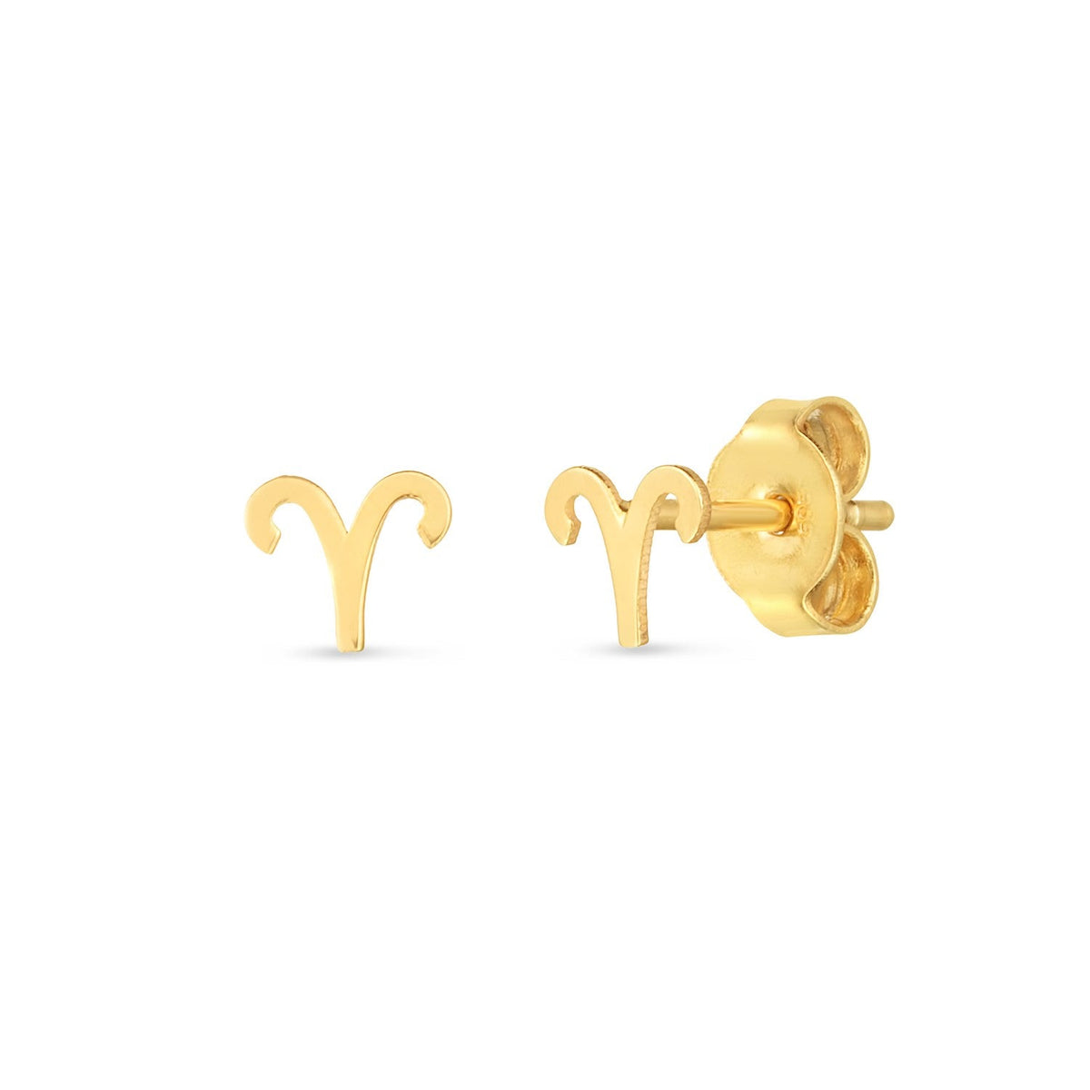 14k yellow gold Aries zodiac stud earrings by Avera Group