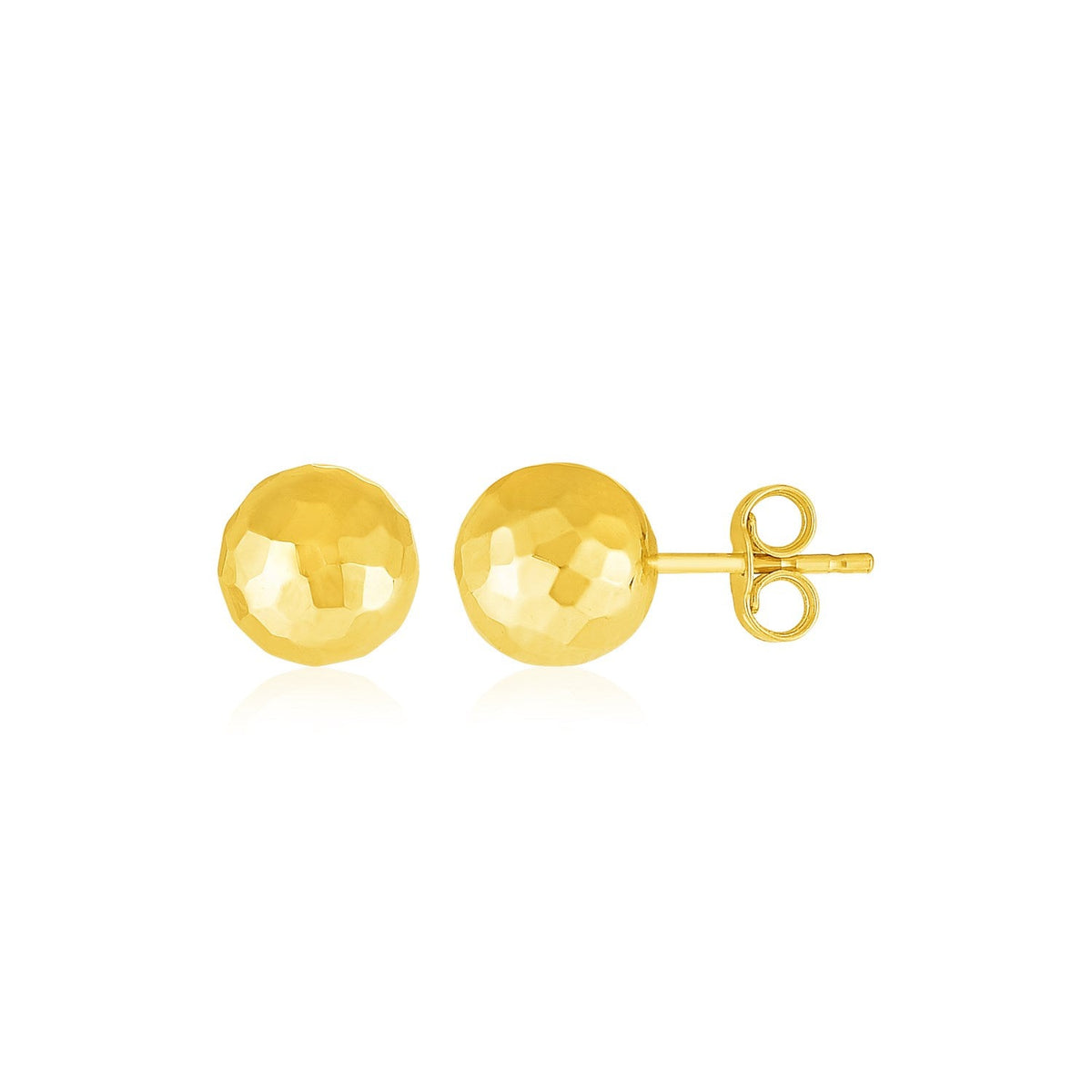 14k yellow gold 5mm ball earrings with faceted texture by Avera Group