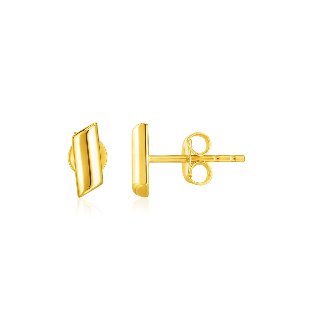 14k yellow gold askew rectangle post earrings by Avera Group