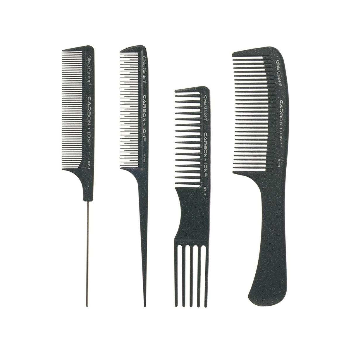 Olivia Garden Carbon Ion ST 4-Piece Comb Set with Pouch by Beauty Care Bag