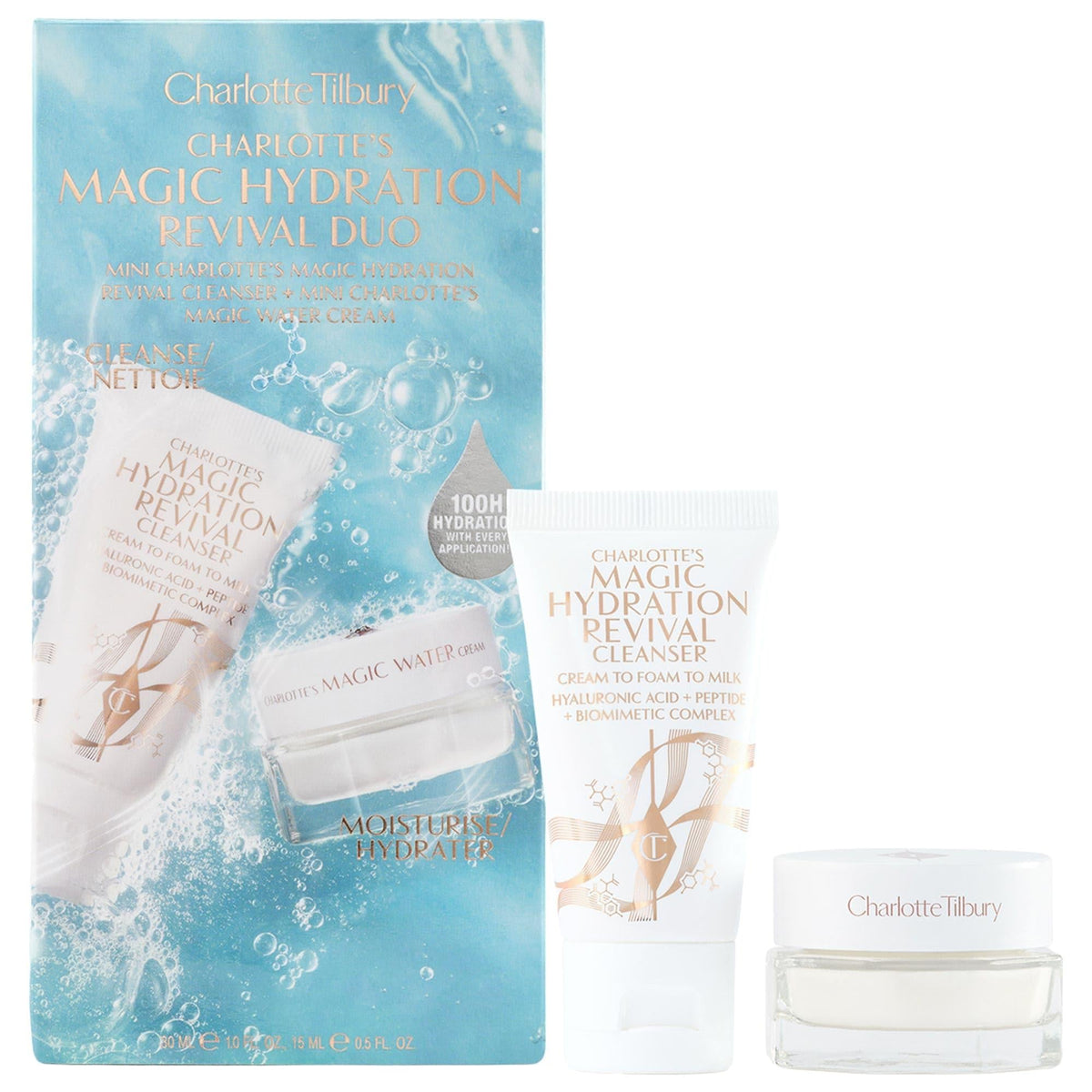 Charlotte's Magic Hydration Revival Duo: Glowing Skin Skincare Set with Hyaluronic Acid & Niacinamide, Cruelty-Free Hydration by Beauty Care Bag
