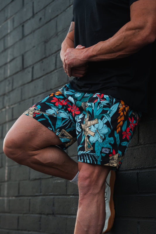 Men's Performance Training Shorts | 5.5"- Tactical Tropic by Tango Charlie Apparel